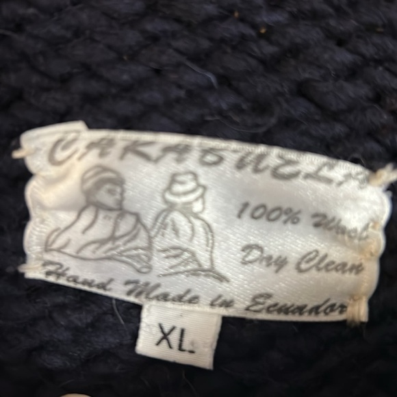 Vintage Hand Knit Wool Sweater Made in Ecuador Chunky Boho Western Aztec XL - Picture 6 of 6